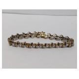 7.5" Vermeil/.925 Sterl Clear Stone Bracelet