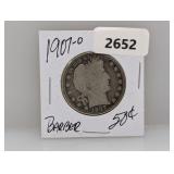 1907-O 90% Silv Barber Half $1 Dollar
