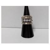 .925 Sterl Israel Wide Clear Stone Ring Sz 7