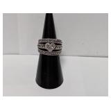 .925 Sterl Marcasite Heart Ring Sz 5.5