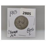 1943 80% Silv Canada Quarter