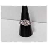 .925 Sterl Three Stone Ring Sz 8.5