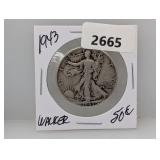 1943 90% Silv Walker Half $1 Dollar