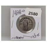 1928-D 90% Silv Liberty Quarter