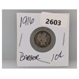 1916 90% Silv Barber Dime