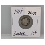 1914 90% Silv Barber Dime