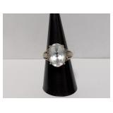 .925 Sterl Oval Clear Stone Ring Sz 8
