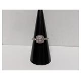 .925 Sterl Diamond Engagement Style Ring Sz 7