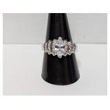 .925 Sterl Marquise Center Multi Row Ring Sz 10