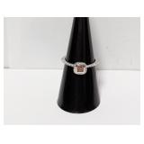 .925 Sterl Peach CZ Stone Ring Sz 7