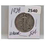 1938 90% Silv Walker Half $1 Dollar