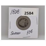 1838 90% Silv Seated Dime