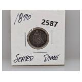 1876 90% Silv Seated Dime