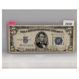1934-C Blue Seal $5 Silver Certificate