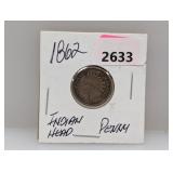 1862 Indian Head Penny