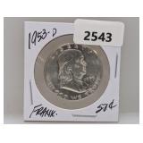 1953-D 90% Silv Franklin Half $1 Dollar