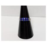 .925 Sterl Lapis Inlay Ring Sz 7.5