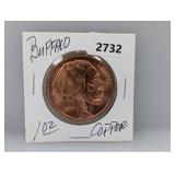 1oz .999 Copper Buffalo Round