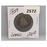 1859 90% Silv Seated Quarter