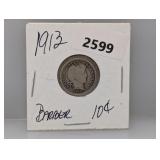 1913 90% Silv Barber Dime