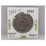 Rare 1892-CC 90% Silv Morgan $1 Dollar