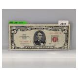 1963 Red Seal $5 US Star Note