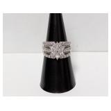 .925 Sterl CZ Flower Center Ring Sz 7