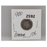 1900 90% Silv Barber Dime