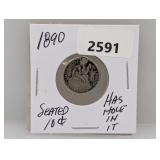 1890 90% Silv Seated Dime