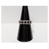 .925 Sterl Sapphire & Diamond Ring Sz 7