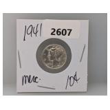 1941 90% Silv Mercury Dime