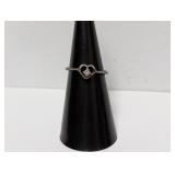 .925 Sterl Heart w/Center Stone Ring Sz 5.5