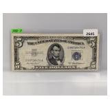 1953-A Blue Seal $5 Silver Certificate