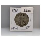 1934 90% Silv Walker Half $1 Dollar