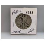 1920-D 90% Silv Walker Half $1 Dollar