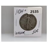 1934-S 90% Silv Walker Half $1 Dollar