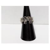 .925 Sterl Openwork Elephant Ring Sz 8
