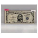 1953-A Blue Seal $5 Silver Certificate