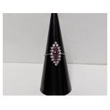 .925 Sterl Purple/Clear Stone Ring Sz 6