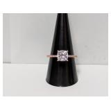 Vermeil/.925 Sterl Cushion Cut Stone Ring Sz 9.5