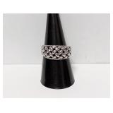 .925 Sterl Basketweave Ring Sz 9