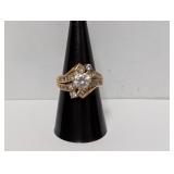 Vermeil/.925 Strel CZ Cocktail Ring Sz 8