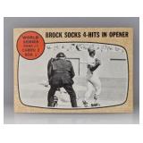 1968 Topps  WSG #1 BROCK SOCKS 4 HITS IN OPENER