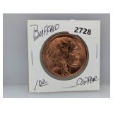1oz .999 Copper Buffalo Round