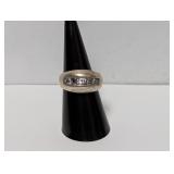 .925 Sterl Clear Stone Wide Band Ring Sz 8