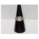 .925 Sterl Clear Oval Stone Ring Sz 8