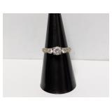 .925 Sterl Vtg CZ Three Stone Ring Sz 7