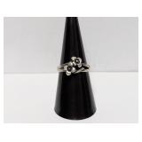 .925 Sterl Double Flower Ring Sz 7