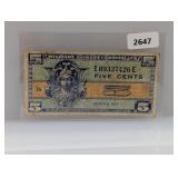 Five Cent Military Payment Certificate
