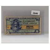 Five Cent Military Payment Certificate